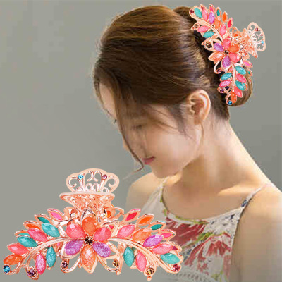 Wholesale Ornament Korean Style Rhinestone-Encrusted Hair Accessories Ladylike Hairpin New Hair Clip for Bath Ponytail Hairpin Headdress Big Hair Claws