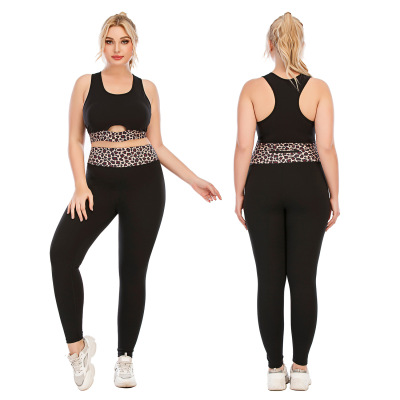 Jixi Clothing Fitness Suit plus Size Yoga Wear Tight Weight Loss Pants Sports Bra Two-Piece Set