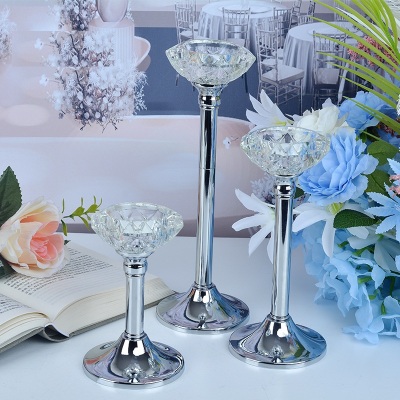 European-Style Crystal Candlestick Candlelight Dinner Decoration Candle Holder Ornaments Cross-Border Amazon