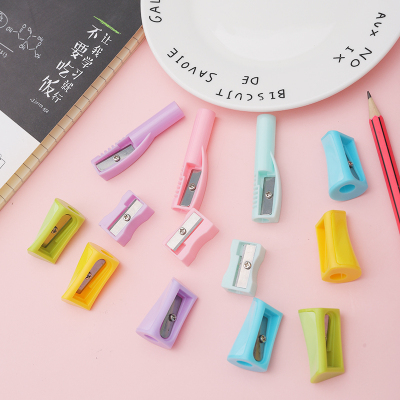Macaron Color Manual Mini Pencil Sharpener Colored, Small-Sized Single Hole Penknife Plastic Barrel Planer Pen Student 