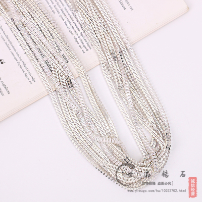 Factory Direct Sales Beaded Drill Chain Clothing Clothes Accessories Accessories Rhinestone Zircon Silver Metal Chain Ornament Accessories