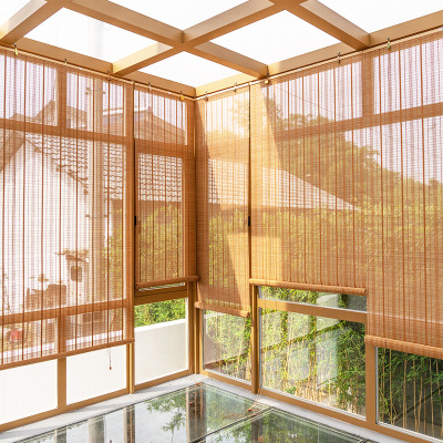 Bamboo Curtain Shutter Curtain Roll-up Household Lifting Sunshade Balcony Door Curtain Office Japanese Style Bamboo Curtain