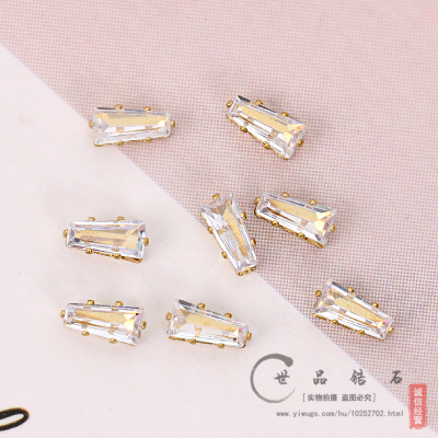 Trapezoidal Crystal Zircon Claw DIY Ornament Shoes Clothing Wedding Dress Accessories Manicure Copper Parts Wholesale