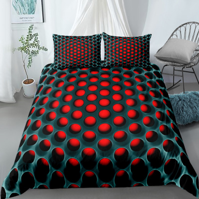 Bedding Foreign Trade Four-Piece Three-Piece Honeycomb Quilt Cover 3D Digital Printing Factory Direct Supply