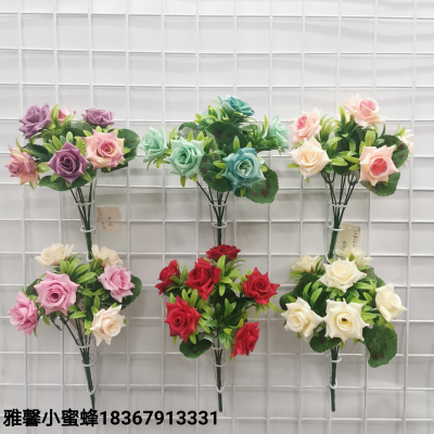 6 Fork Happy Angle Rose Silk Flower and Emulational Flower Crafts Flower Small Handle Flower Angle Rose
