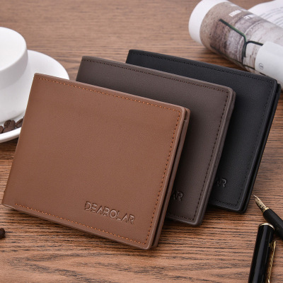 2018 New Men's Short Wallet Stylish Glossy Soft Leather Men's Horizontal Multi-Functional Wallet Fashion in Stock Wholesale