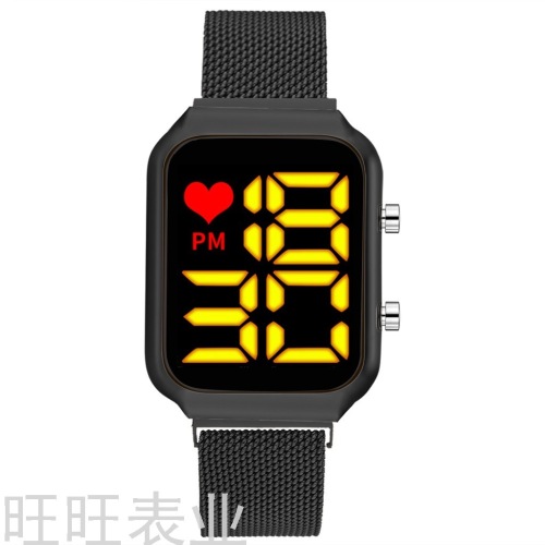 2021 Cross-Border New Arrival Led Women‘s Watch Simple Fashion Small Love Yellow Electronic Watch Women‘s Quartz Watch