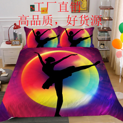 Bedding Two Or Three-Piece Chemical Fiber 3D Digital Printing Ballet Factory Direct Supply