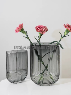 Simple Nordic Instagram Style Light Luxury U-Shaped Glass Vase Transparent Flowers Aquatic Living Room Dining Table Dried Flower Decorative Ornament