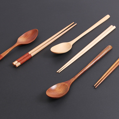 Japanese Style Portable Chopsticks Spoon Kit Outdoor Travel Office Worker Carrying Tableware Gift