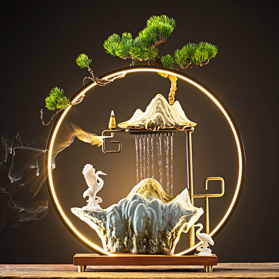 Flowing Water Ornaments Lamp in the Living Room Circle Rockery Fountain Creative Water Tank Landscaping Humidifier Office Fortune Opening Gift