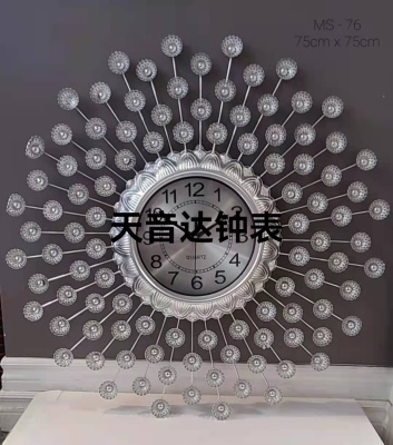 Factory Direct Sales Metal Iron Art Watch Foreign Trade Wholesale Creative Majestic Decorative Wall Clock Glass Surface Bell Jar Europe and America