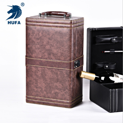 Factory Direct Sales Spot 2018 New Leather Wine Box High-End Wine Two Packing Boxes Customized Wholesale