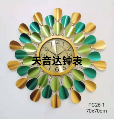 Wrought Iron Watch Foreign Trade Wholesale Factory Direct Sales Cross-Border Mute Decorative Wall Clock Glass Surface Bell Jar Europe and America Creative