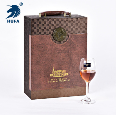 Spot Double Leather Box Classic High-End Double Wine Box Red Wine Box Wine Box Leather Gift Box Factory Direct Sales