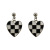 New Sterling Silver Needle Chessboard Plaid Love Heart Earrings Women's Korean-Style Light Luxury Cold Style Small Black and White Earrings Fashion