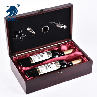 New Single Double High-Grade Rosewood Wine Box with Four-Piece Set Wine Set Wooden Box Packaging Spot Supply Wholesale