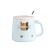 Simple English Ceramic Cup with Cover Spoon Cat Cup Student Couple Office Home Milk Coffee Cup