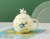 Cute Bunny Ceramic Cup Embossed Water Cup Colored Glaze Mug with Cover Spoon Coffee Cup