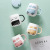 Creative Cartoon Ceramic Cup Korean Cute Large Capacity Mug Cup with Spoon Lid Breakfast Coffee Milk Cup