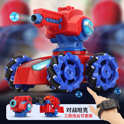 Cross-Border Gesture Induction Remote Control Battle Tank Can Launch Water Bomb Tank Four-Wheel Spray Remote-Control Automobile Toys