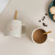 Simple English Ceramic Cup with Cover Spoon Cat Cup Student Couple Office Home Milk Coffee Cup