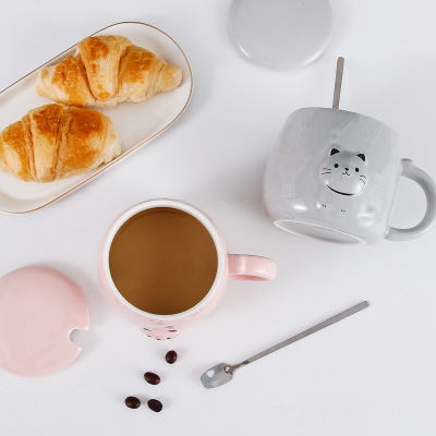 Three-Dimensional Cat Ceramic Cup Creative Relief Cartoon Mug Student Female Couple Office Home Milk Coffee Cup