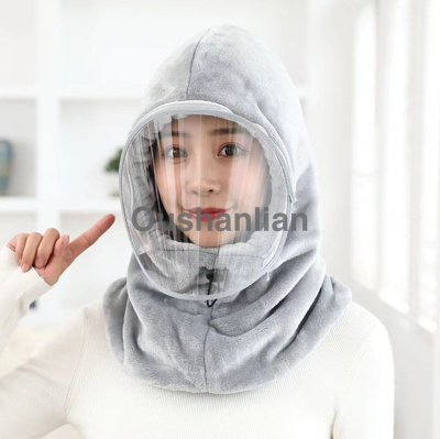 Hat Female Windproof Cycling Sleeve Cap Toque Warm Hat Autumn and Winter Scarf Integrated Hooded Cold-Proof Earmuffs Hat