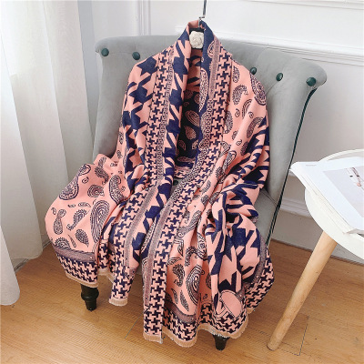 Bohemian Style Cashmere-like Warm Scarf Autumn and Winter New Thickened Student Scarf Dual-Purpose Paisley Talma