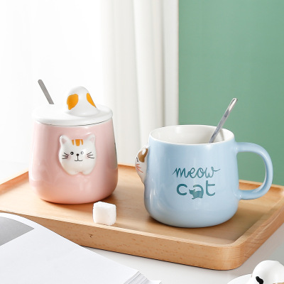 Revo Ceramic Cute Cat Ceramic Cup Stretch Waist Cat Mug Creative Animal Breakfast Cup