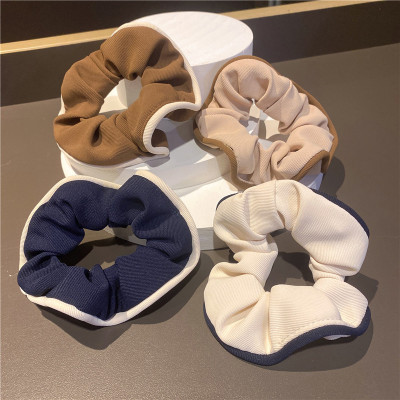 French Style Socialite Style Contrast Color Fabric Large Intestine Hair Band Temperament Elegant Simple Hair Rope Sweet Hair Accessories Headdress Hair Ring Female