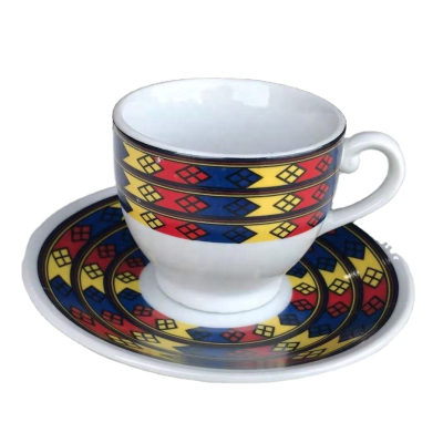 Ceramic Coffee Tea Cups Saucers Sets OEM Customized Restaura