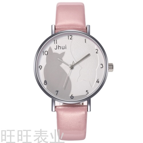 amazon‘s new fashion women‘s cartoon kitten belt quartz watch student watch women‘s watch in stock