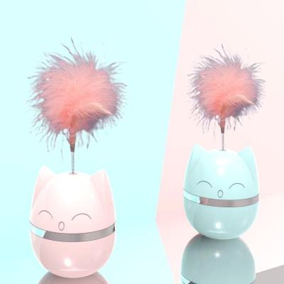 2021 New Cat Toy Tumbler Feather Interactive Pet Cat Teaser Food Dropping Ball Toy Cat Self-Hi Toy