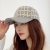 Hat Female Autumn and Winter Peaked Cap Face-Looking Small Face-Covering Fashion All-Match Fleece-Lined New Wooden Plaid PU Leather Baseball Cap