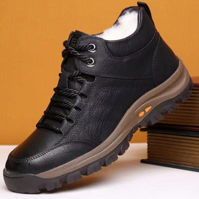Men's Shoes 2021 Winter New Cotton Shoes Fleece-Lined Thickened High-Top Casual Shoes Leather Shoes round Head British Style Shoes Men's Shoes