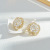 Korean Style Fashion Micro Inlay Full Diamond Petal Zircon Stud Earrings for Women Sterling Silver Needle High-Grade Exquisite Light Luxury Earrings Earrings