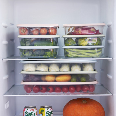 Factory Direct Sales Plastic Crisper Kitchen Fruit Food Box Refrigerator Covered Transparent Food Storage Box 3 Pack