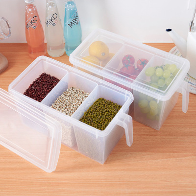 Japanese-Style Refrigerator Storage Box Plastic Sealed Crisper with Handle Stackable Fruit Storage Box with Lid Storage Box