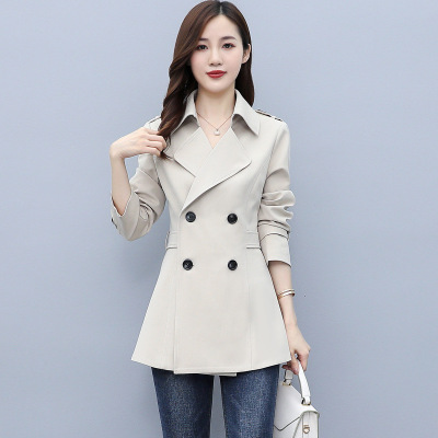 Short Trench Coat Women's Small 2021 New Autumn Fashionable Elegant Slim Slimming Youthful-Looking Double Breasted Coat