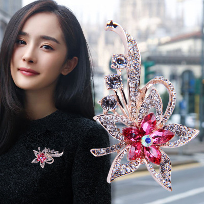 Barrettes Korean Style High-End All-Match Diamond Brooch Decorative Corsage Ornament Women's Clothing Accessories