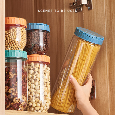 Open Lock Transparent Multigrain Sealed Jar Kitchen Food Storage Jar Plastic Grain Snack Storage Cans