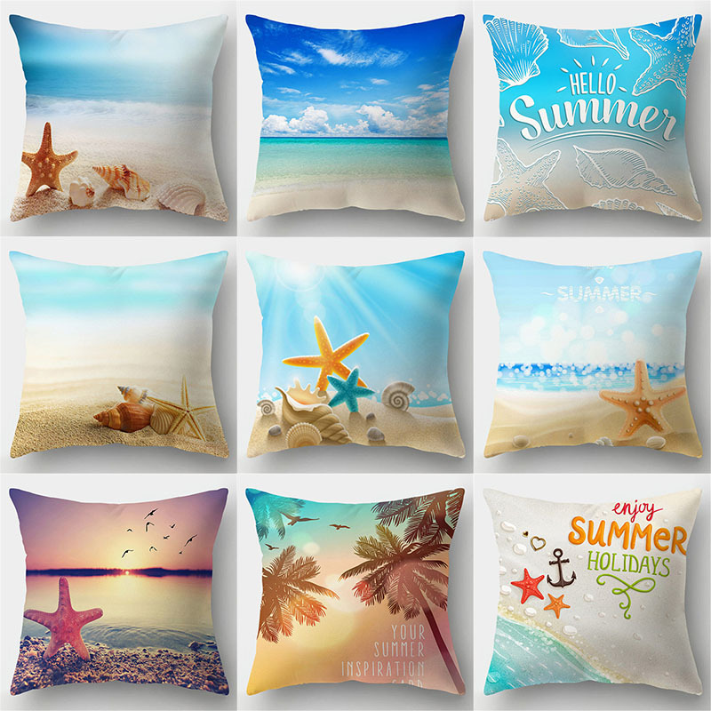 support size customization printing pillow cover seaview heat transfer pillow removable and washable square pillow