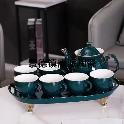 A Pot of 6 Cups a Tray Ceramic Water Set Ceramic Pot Ceramic Cup Ceramic Tray New Water Set Entry Lux Style