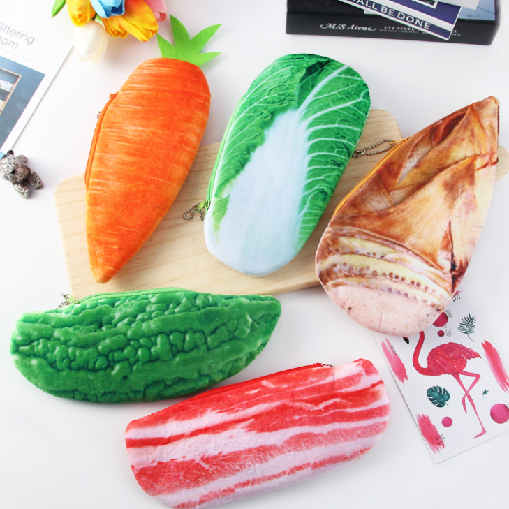 新款创意个性3D仿真食材毛绒笔袋大容量学生文具收纳袋文具盒