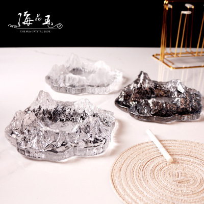 Nordic Simple Creative Glass Iceberg Ashtray Personal Household Living Room Coffee Table Trendy Cigarette Ornaments