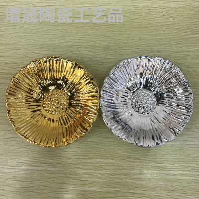 round Flower Bud Plate Ceramic Plating Crafts Ornaments
