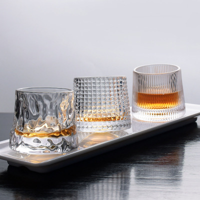 Creative Thickening Rotating Whiskey Shot Glass Glass Household Tumbler Wine Wine Glass Crystal Glasses Good-looking