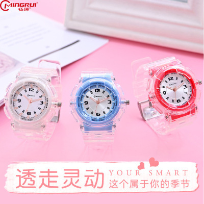 Factory Children's Watch Primary and Secondary School Students Simple Multifunctional Waterproof Swimming Transparent Exam Mute Watch
