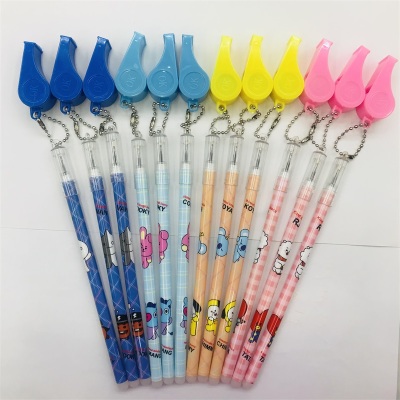 Creative Cartoon Pen Whistle Pendant Rub Easy to Wipe Primary and Secondary School Students Black Gel Pen Prize Gift Stationery Wholesale